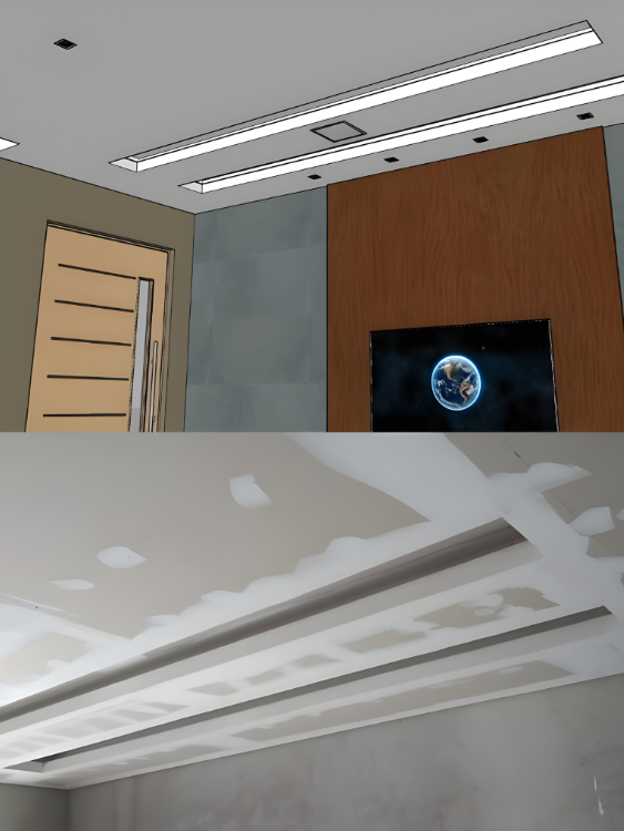 Projeto 3D de gesso e drywall para obra em Curitiba