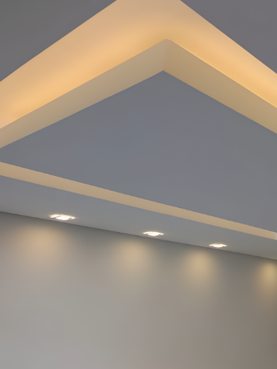 Forro rebaixado em gesso com luz indireta em sala residencial em Curitiba